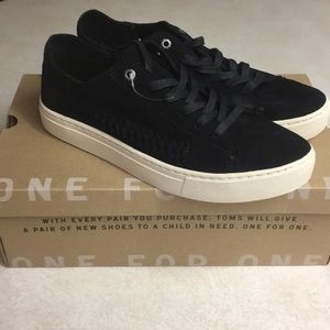 never worn Toms suede/woven black sneakers NWT